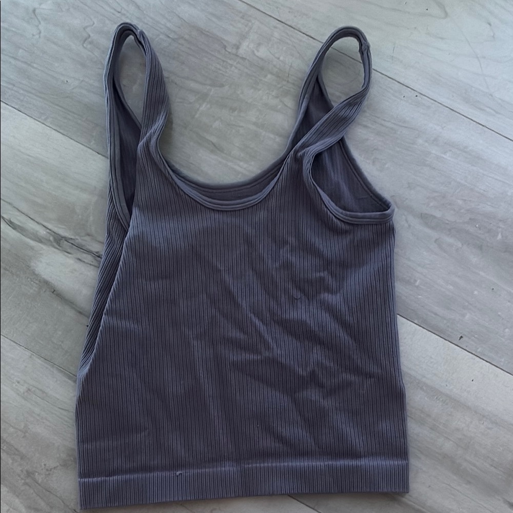Gray Ribbed Women's Tank Top